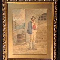 quadro vecchio dipinto ad acquerello 