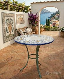 TAVOLINO IN PIETRA LAVICA Ø 80 CON BASE IN ITALIA