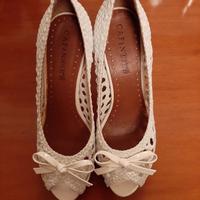 Scarpe Decoltè bianche estive  tacco 10 cm n.37