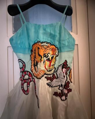 Vestito sartoriale lungo in organza e seta