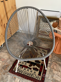 Poltrona Acapulco tonda seduta in vimini sintetico