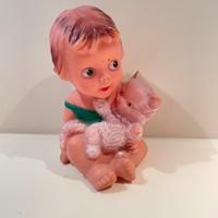 Pupazzo vintage Ledra bambino con gatto