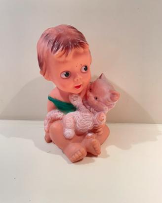 Pupazzo vintage Ledra bambino con gatto