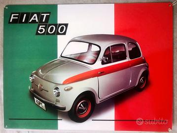 FIAT 500 SPORT PLACCA IN METALLO 30x40