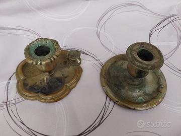 Coppia di candelabri antichi a bugia vintage