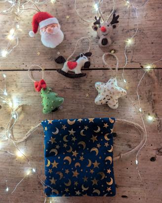 Set 6pz Natale "Notte Stellata"- Fatto a mano