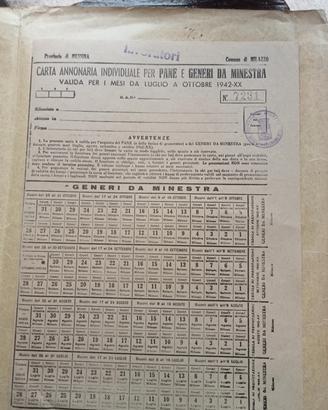 cimelio Libretto per il pane 1942