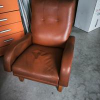 poltrona vintage reclinabile  anni 70 Sky marrone 