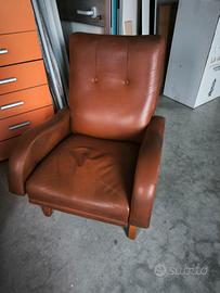 poltrona vintage reclinabile  anni 70 Sky marrone 