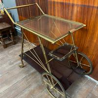 Carrello bar trolley anni 60 vetri ottone epoca