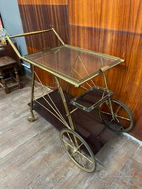 Carrello bar trolley anni 60 vetri ottone epoca