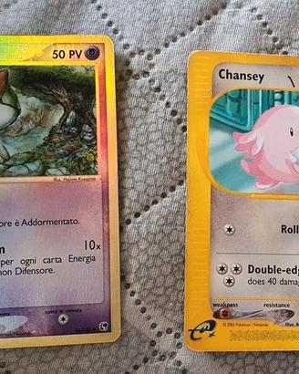 carte pokemon Ralts (SS 74) e Chansey (AQ 69)