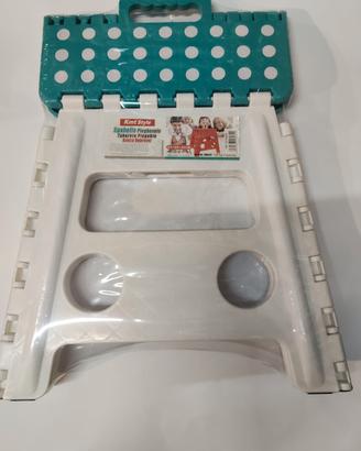 Sgabello pieghevole bianco e turchese 22x29x32 cm