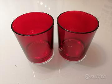 Coppia bicchieri vetro rosso