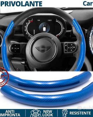 COPRIVOLANTE per MINI Effetto FIBRA CARBONIO Blu