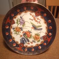 Cina - Piatto dorato con uccellini ceramica artist