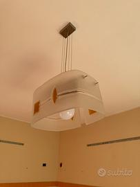 Lampadario sospensione vetro satinato ambra
