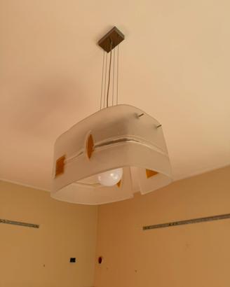 Lampadario sospensione vetro satinato ambra