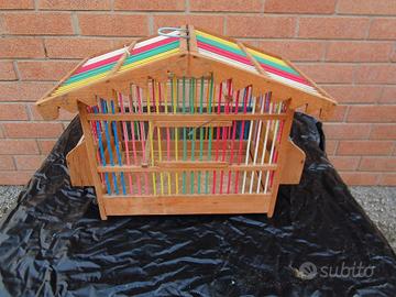 gabbia per uccelli in legno da cm. 47 x 30 x h. 36