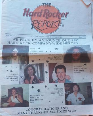 Hard Rock Cafè Rocker Report, magazine- rivista.