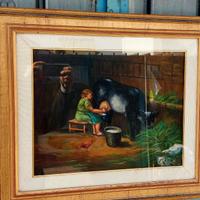 Quando con Stalla dipinto a mano su tela firmato.