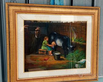 Quando con Stalla dipinto a mano su tela firmato.