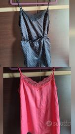 Set Tezenis pigiama nero pois + canotta rosa nuovo