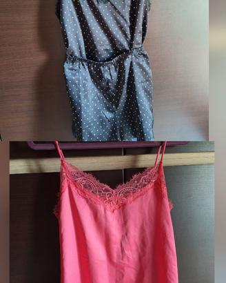 Set Tezenis pigiama nero pois + canotta rosa nuovo