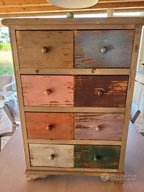 Mobiletto cassettiere stile vintage in legno