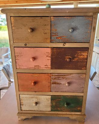 Mobiletto cassettiere stile vintage in legno