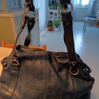 borsa in pelle blu scuro