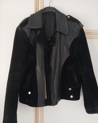 Giubbotto Uomo Pelle e Camoscio Nero Vintage