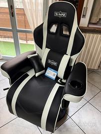 Poltrona per gamer SMAX bianco nero Grande
