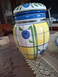set barattolo e piatto ceramica