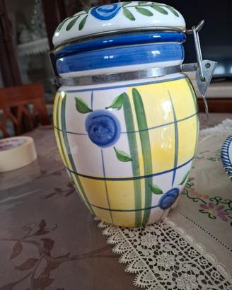 set barattolo e piatto ceramica