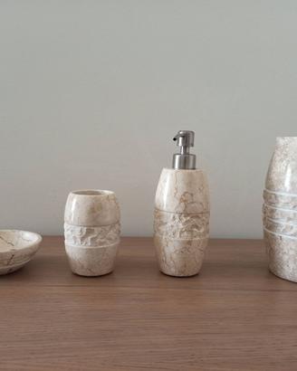 Set accessori bagno marmo beige 4 pezzi