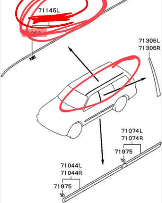 Modanatura, guarnizione, profilo tetto, Pajero v20
