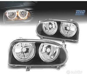FARI VOLKSWAGEN VW GOLF 3 ANGEL EYES FONDO NERO H7