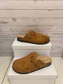 Sabot donna punta chiusa ciabatte fibbia camel 40