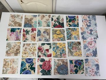 Set 24 quadrati tessuto  lino nuovi coprivasetti
