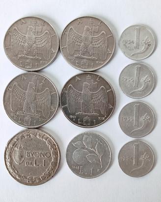 Lotto 10 Monete 1 Lira-Regno Italia e Repubblica