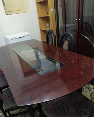 Sala da pranzo completa in piuma di mogano