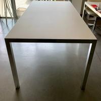 TAVOLO MDF LIM_04 bianco e alluminio 220 cm.