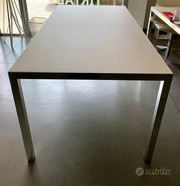 TAVOLO MDF LIM_04 bianco e alluminio 220 o 200 cm.