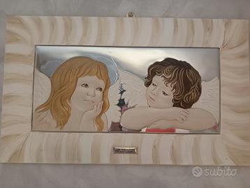 Quadro laccato argento linea Angeli