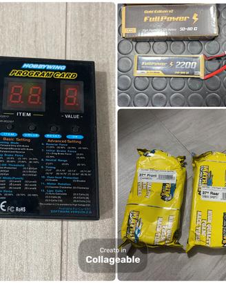 Lotto batteria 2s 2200, treno gomme e program card