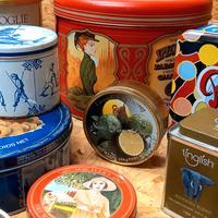 Lotto 10 scatole in latta vintage collezione