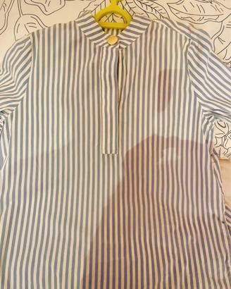 Camicia a righe bottone dorato