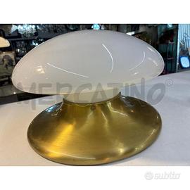 APPLIQUE VINTAGE CAMPANA VETRO BIANCO BASE METALLO