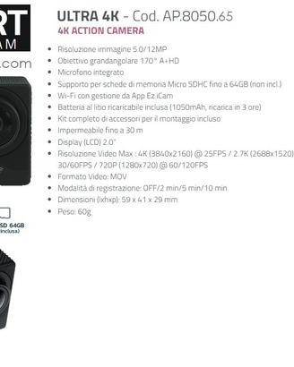 ACTION CAM "ISNATCH" UHD/4k WI-FI NUOVA